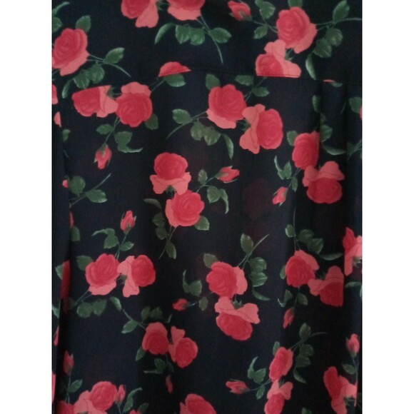 Vintage Philippe Marques red rose print long sleeve button up blouse 18..L10 - Picture 9 of 10